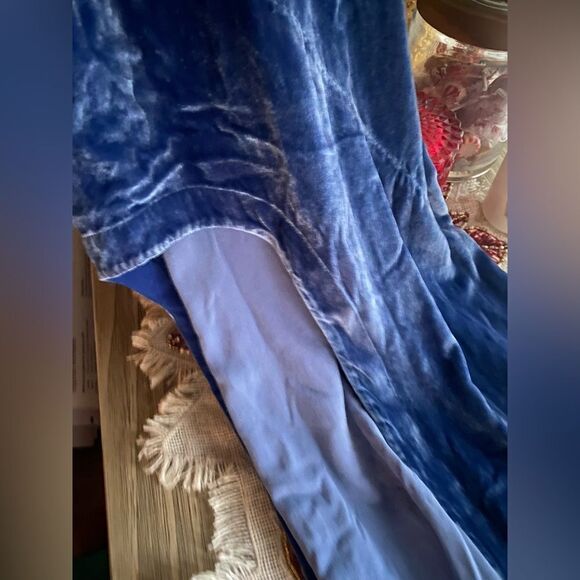 For Love And Lemons Maxi Dress Womens Sz M  Cobalt Blue Velvet Full Length Open - Picture 14 of 16